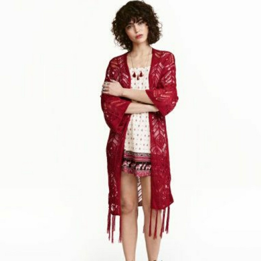 Fringed Coachella laced knit cardigan.