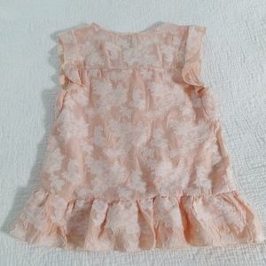 Peach brocade sleeveless blouse with ruffle, Small