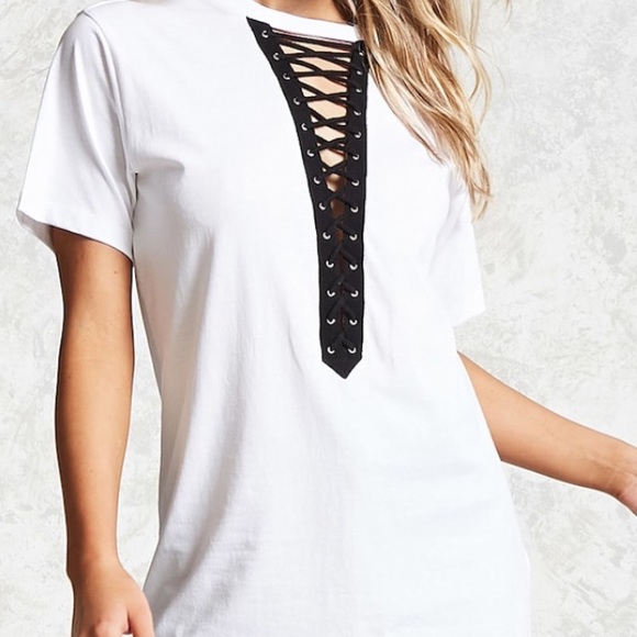 Forever 21 Tops - Closet Clear Out‼️❤️ HOST PICK ❤️Lace Up Tee Shirt