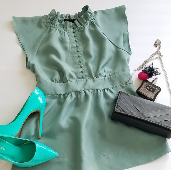 BCBGMaxAzria Tops - BCBGMaxAzria Green Silk Blouse