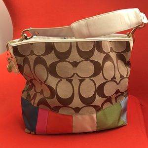 Coach Signature C multicolor stripe tote handbag