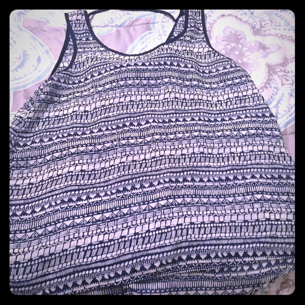 Navy blue and white bow tank top