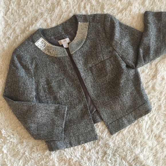 LOFT Jackets & Blazers - LOFT Grey Sequin Collar Jacket