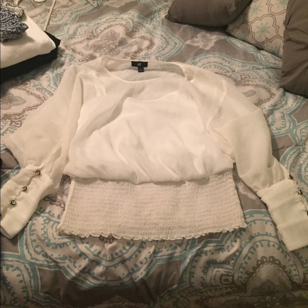 Sheer long sleeve top with camisole attached