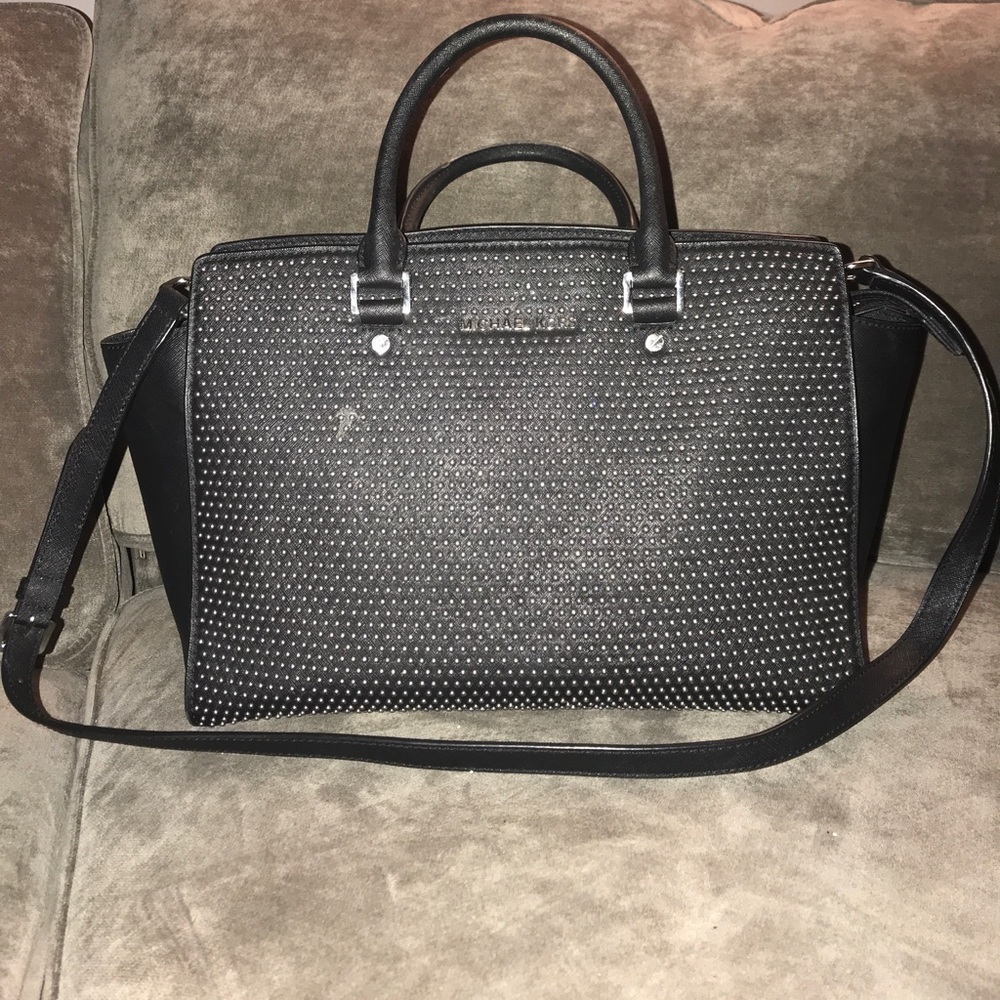 Authentic MK Micro Studded Saffiano Satchel