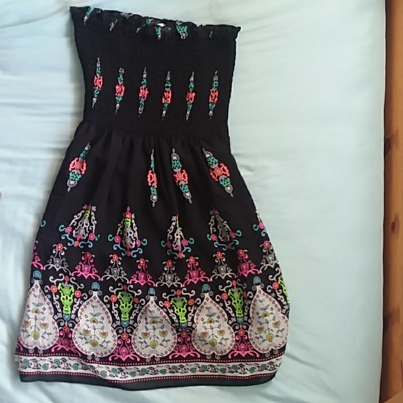 Patterned mini black dress - Picture 1 of 3