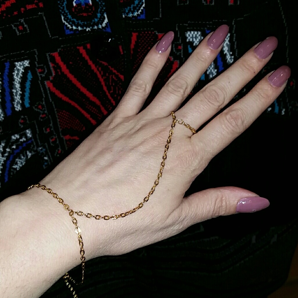 Gold plated slave bracelet ring chain hand jewelry