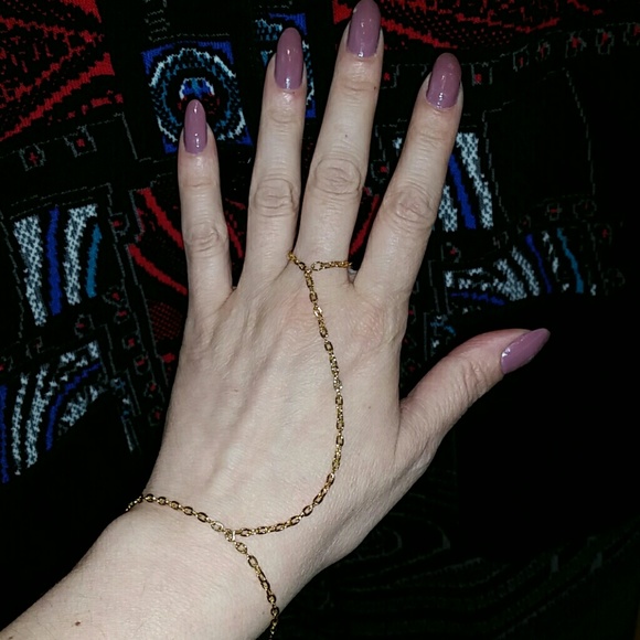 Gold plated slave bracelet ring chain hand jewelry - Picture 2 of 6
