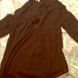 Black button down top