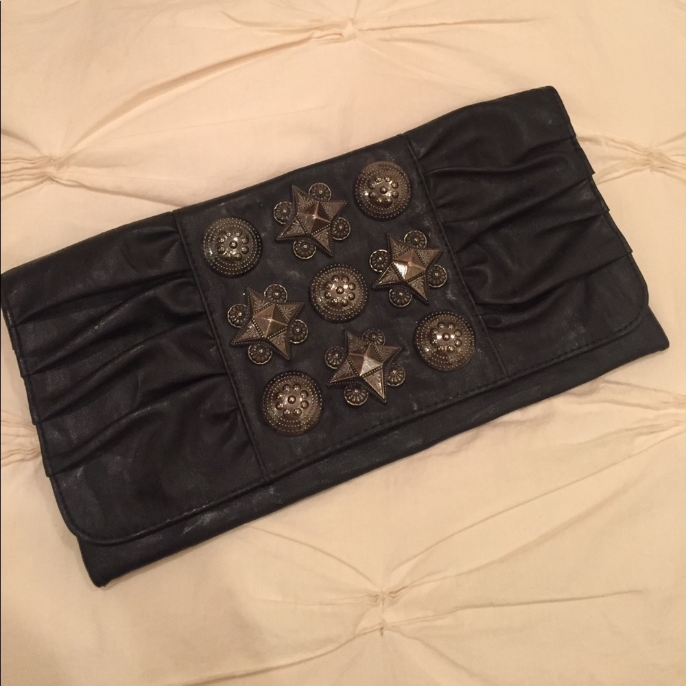 Women's Aldo black Clutch with gunmetal hardware.