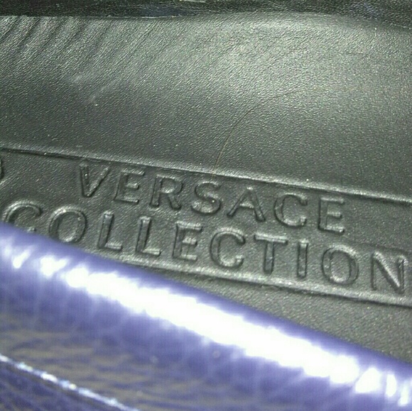 VERSACE MENS BLUE/NIKEL LOAFERS SZ42 main image 4