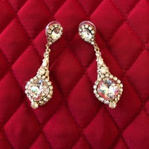 Gold and Swarovski Crystal Pendant Drop Earrings