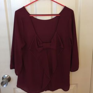 Sheer 3/4 Sleeve with Bow on Back