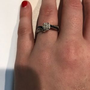 Black and White diamond engagement ring