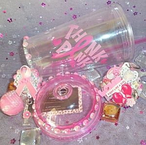 Bling Think Pink Tumbler,Keychain & Badge Reel Set