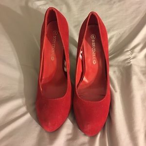 Red with Gold Stud Pumps