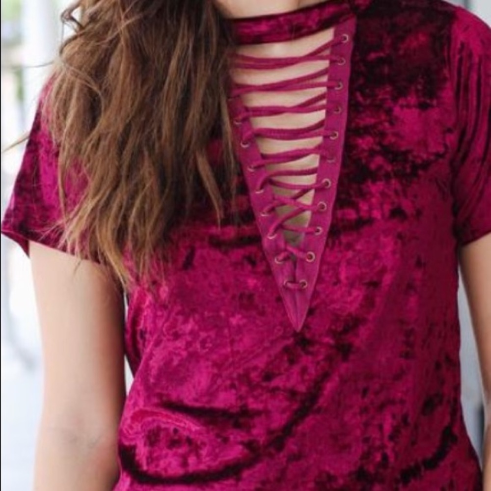 Velvet Maroon V-Neck T-Shirt