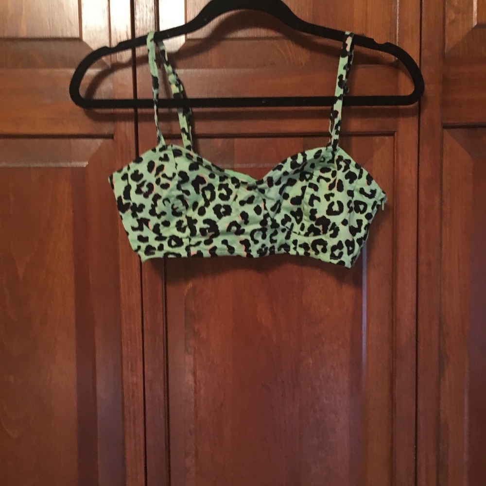 Green cheetah print bandeau