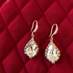 Yellow gold and Swarovski crystal drop earrings