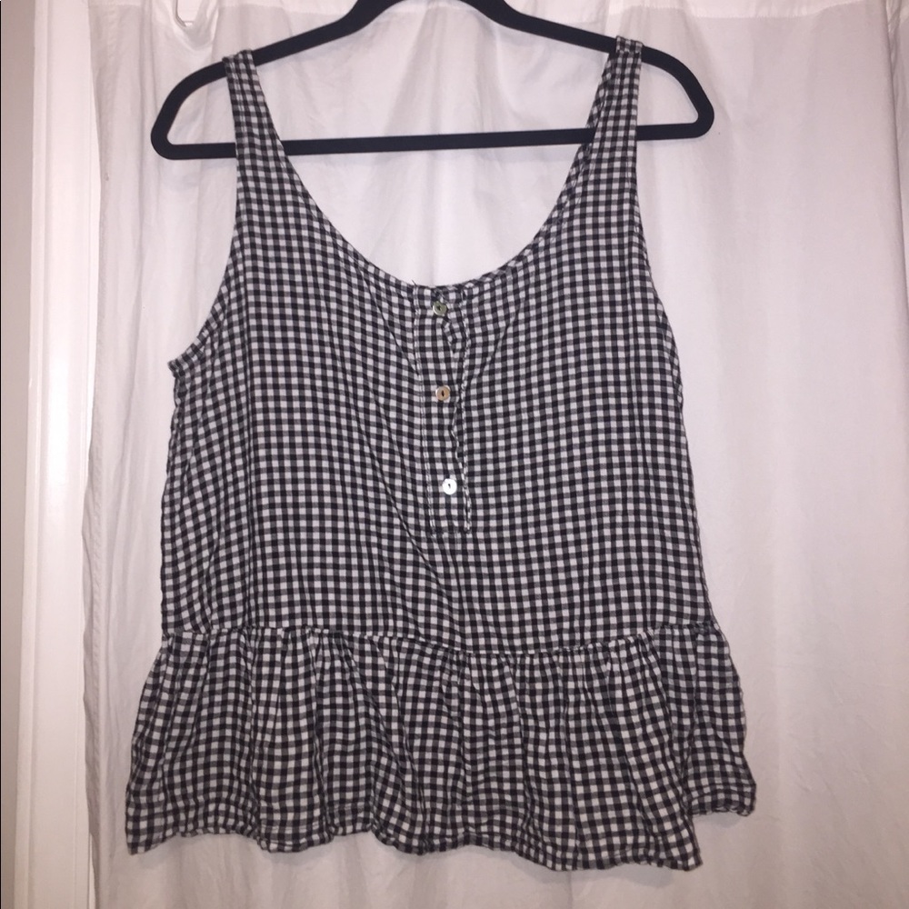 Black Gingham Babydoll tank top