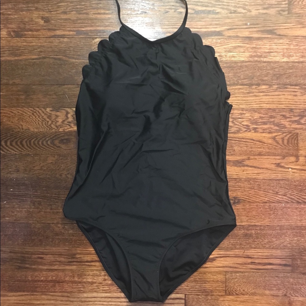Black Scallop One-Piece Bathing Suit