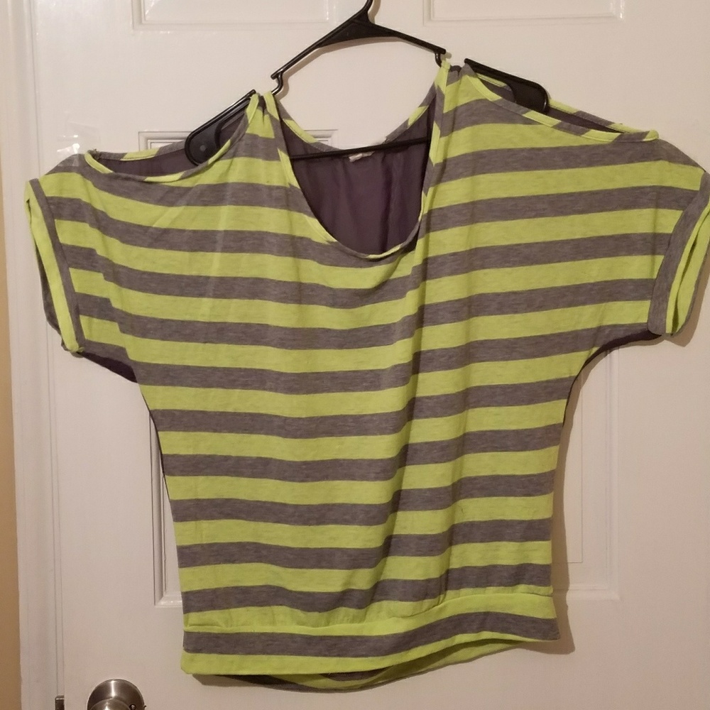 Peekaboo sleeve striped shirt, with sheer back