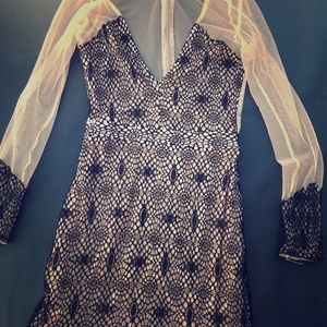 Mesh open back lace dress