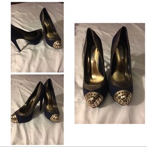 Navy / Gold Heels