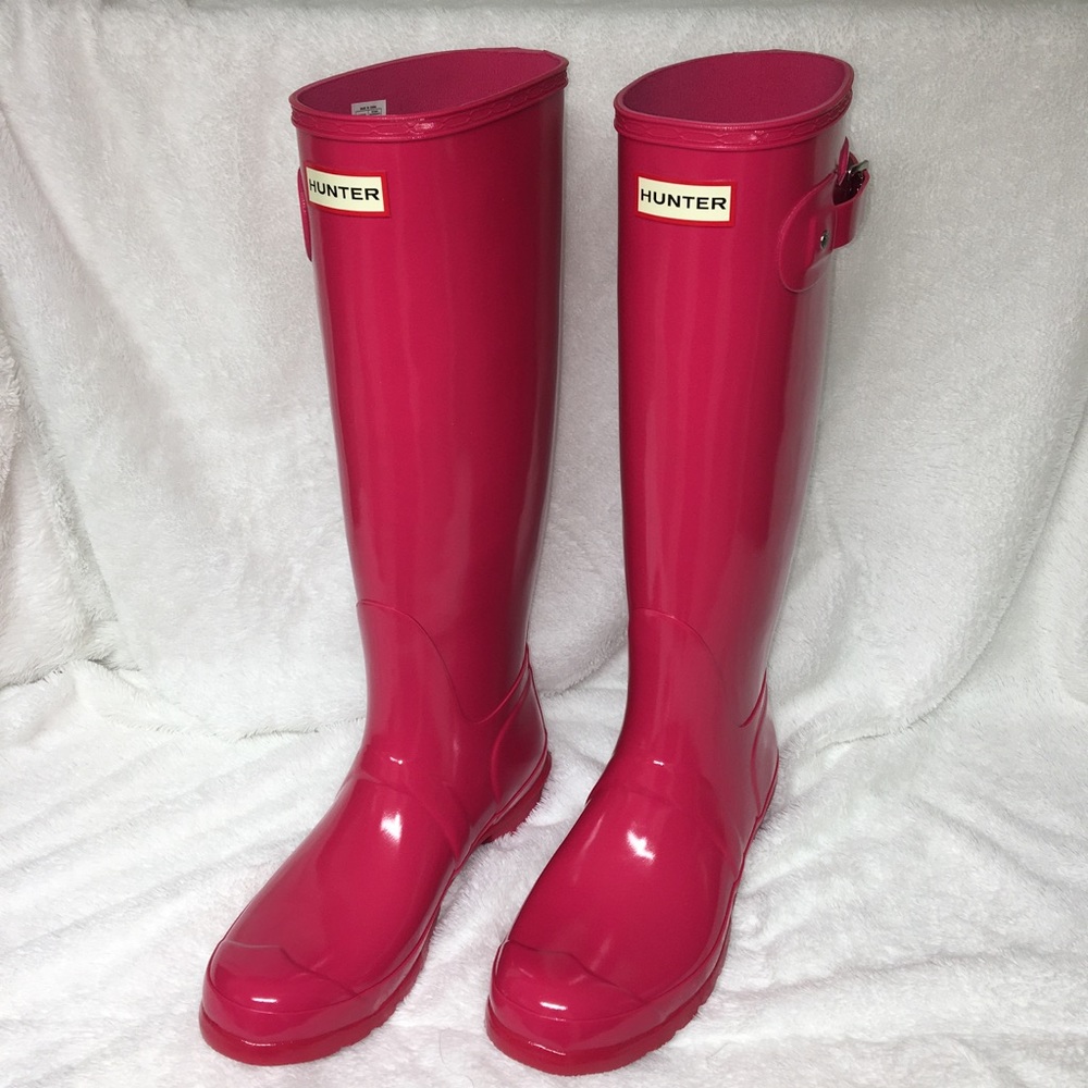 NWT  Hunter Boots Tall Glossy Pink - Picture 3 of 8