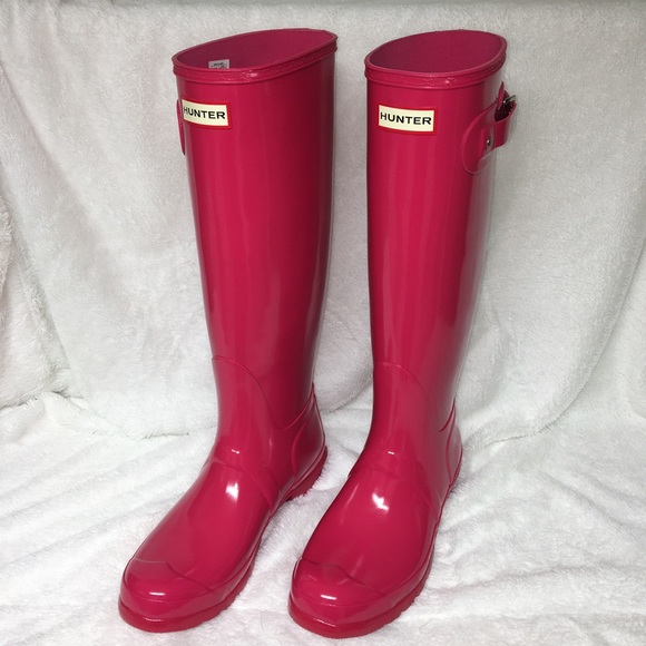 NWT  Hunter Boots Tall Glossy Pink - Picture 3 of 8