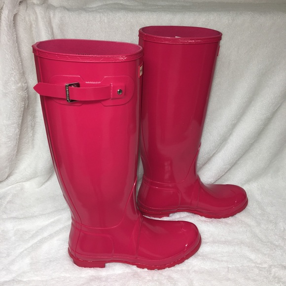 NWT  Hunter Boots Tall Glossy Pink - Picture 4 of 8