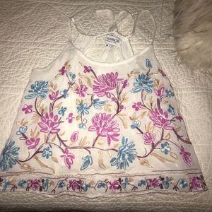 Gypsy Warrior White Tank Top with Floral Print