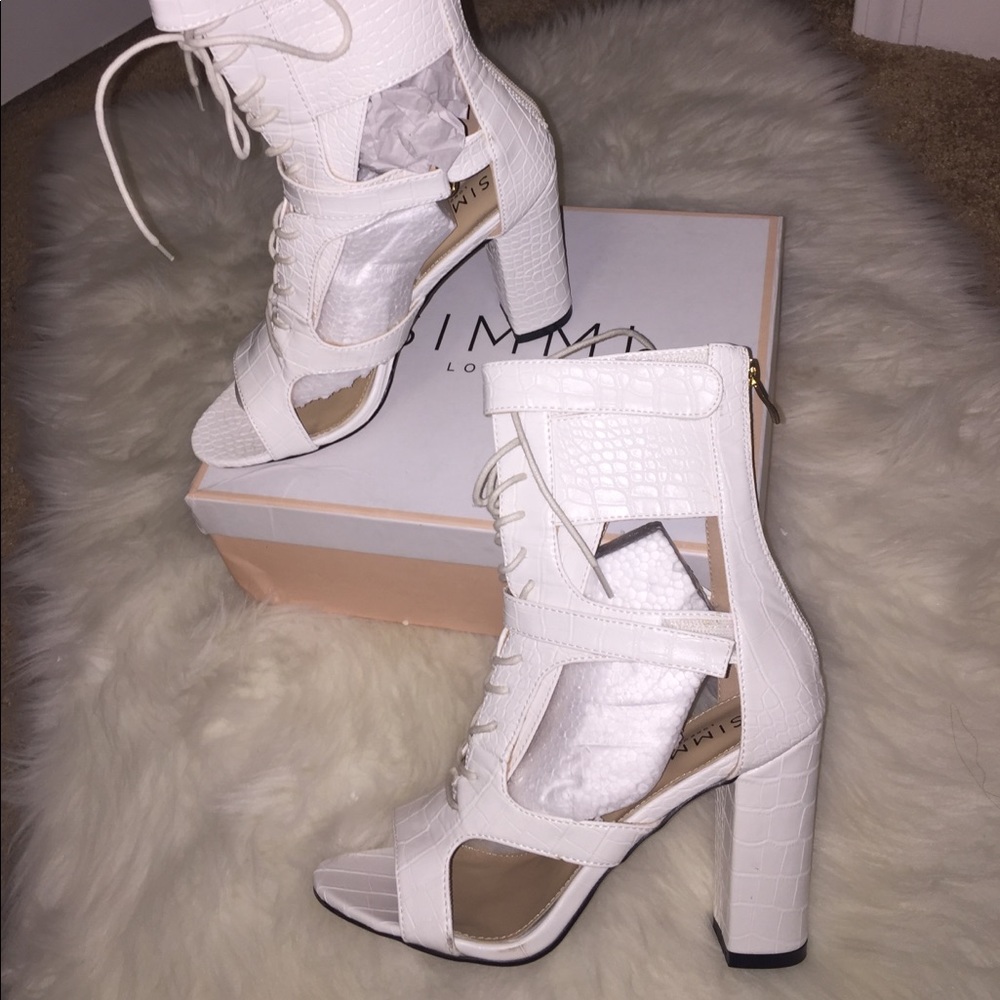 White Croc Style Wedge Heel Boots!!