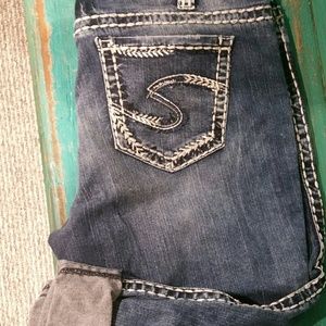 Silver  crop jeans