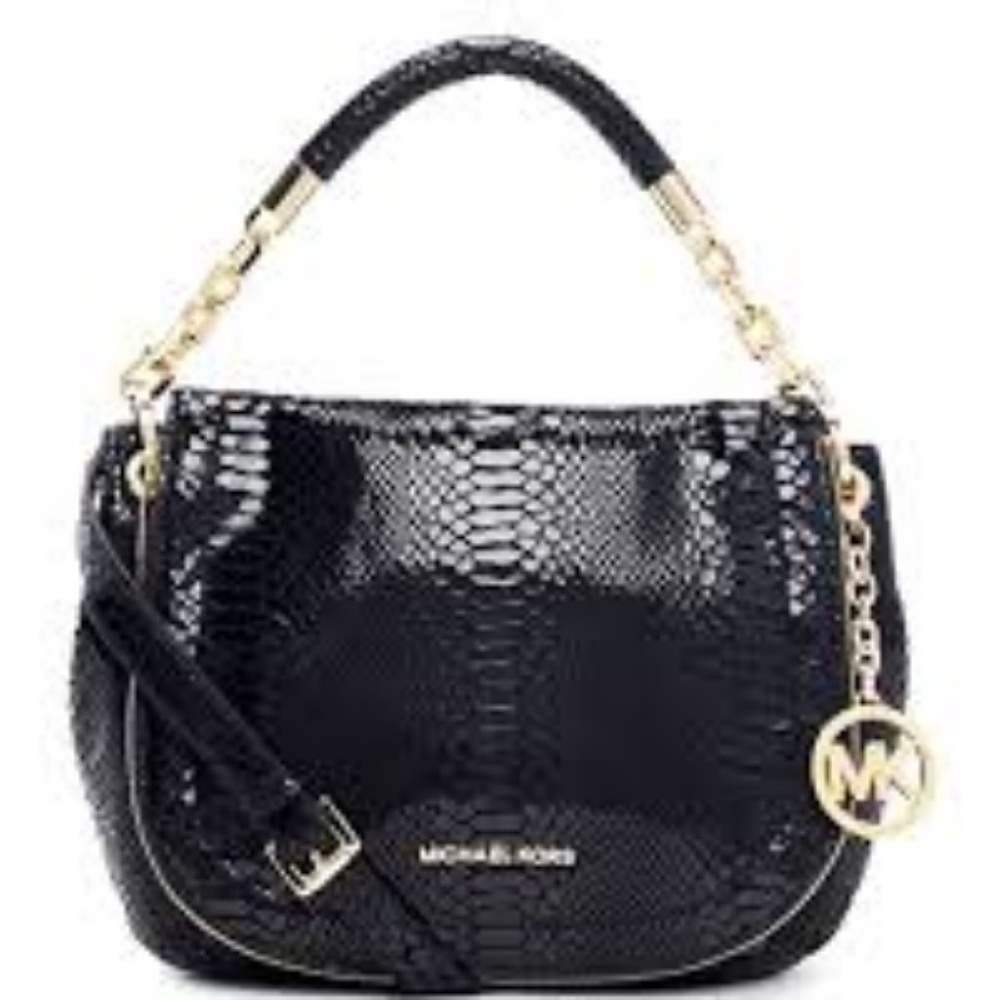 Michael Kors Black Python Embossed Shoulder Bag