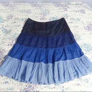 Navy and blue tiered skirt, lined, Ann Taylor 4