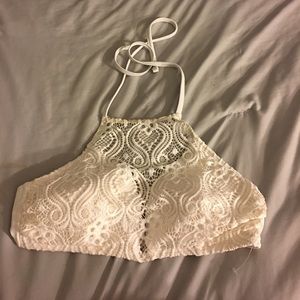 White Crochet Swim Top