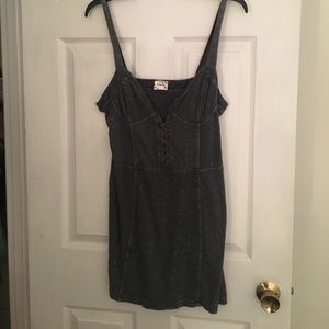 Dark Gary floral stitching dress.