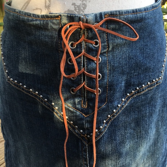 Distressed Denim Skirt - Picture 2 of 7