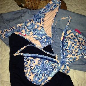 Blue floral print bikini