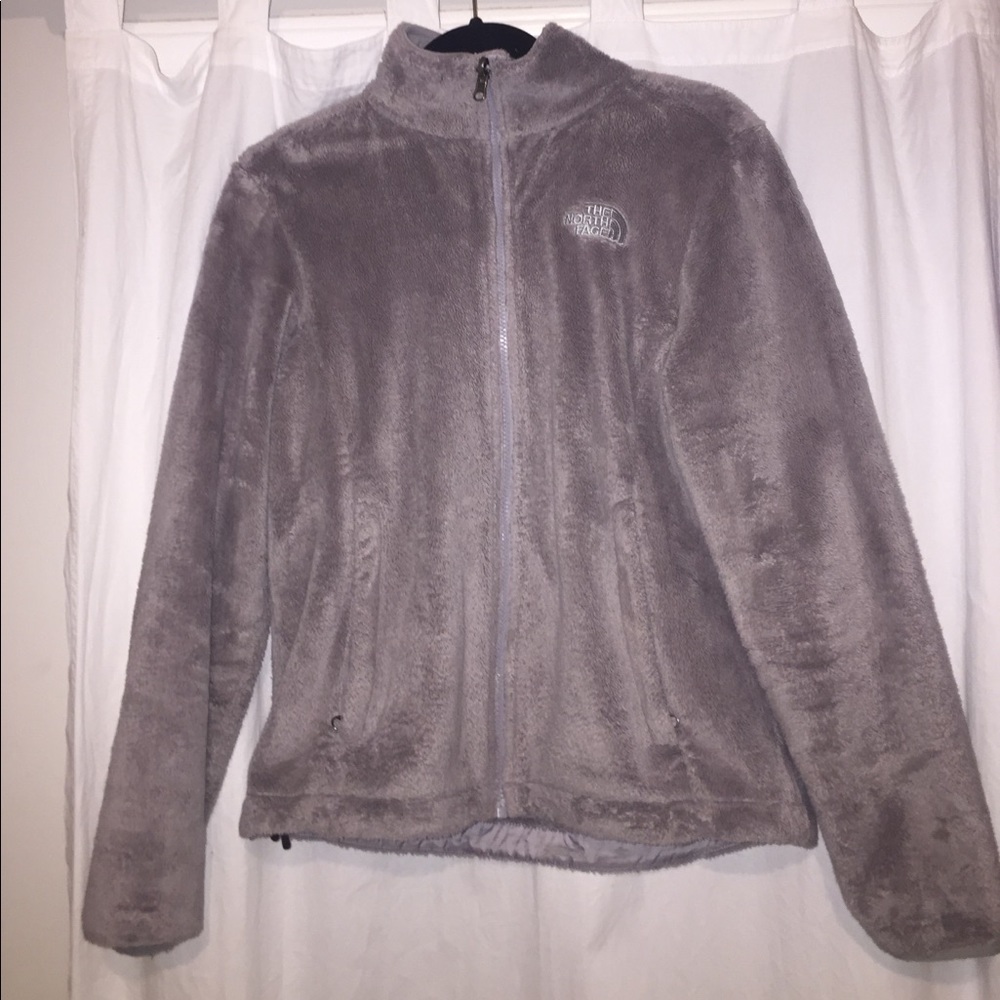Grey Fuzzy North Face Jacket