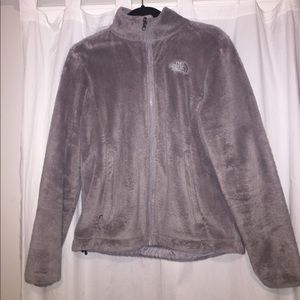 Grey Fuzzy North Face Jacket