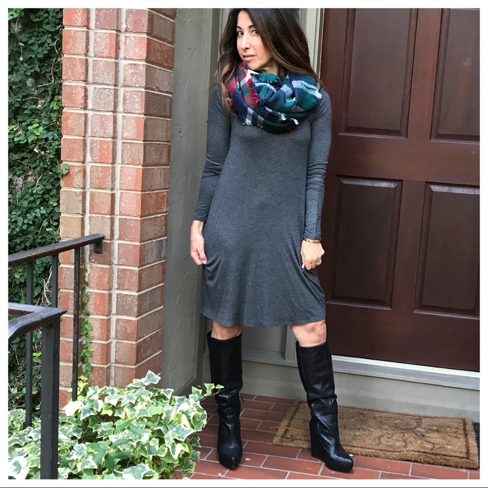 Charcoal grey high neck swing dress - Picture 6 of 8
