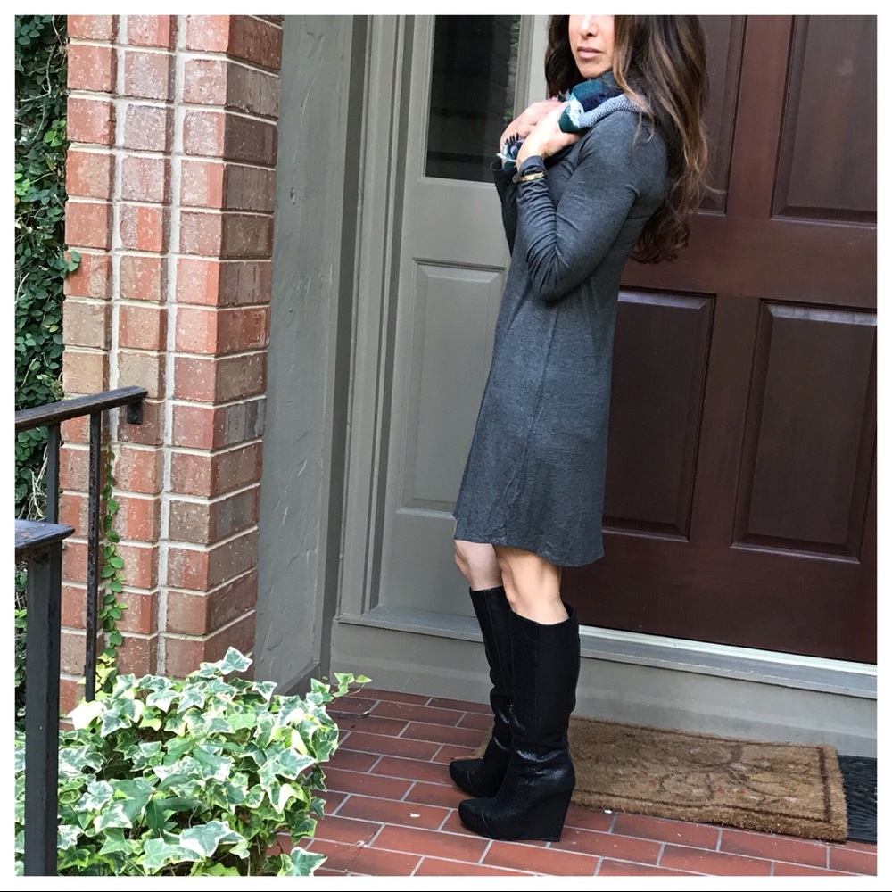 Charcoal grey high neck swing dress - Picture 7 of 8