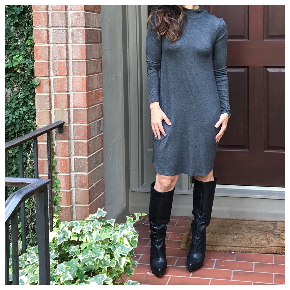 Charcoal grey high neck swing dress - Picture 8 of 8