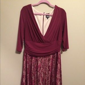 Burgundy lace cocktail dress