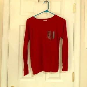 LA Hearts Red Long Sleeve Pocket Tee