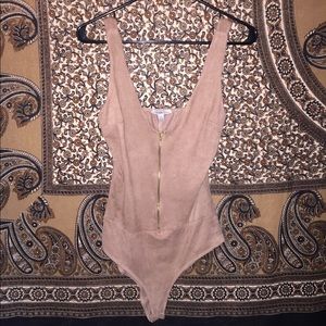 Charlotte Russe: Light Pink Suede Bodysuit