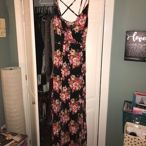 Reverse Brand Floral Maxi Dress with Slits