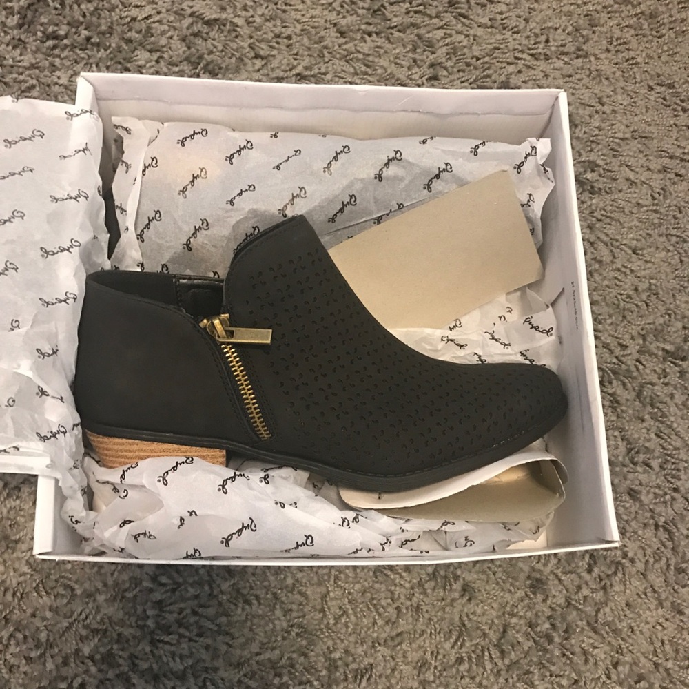 Black zipper booties
